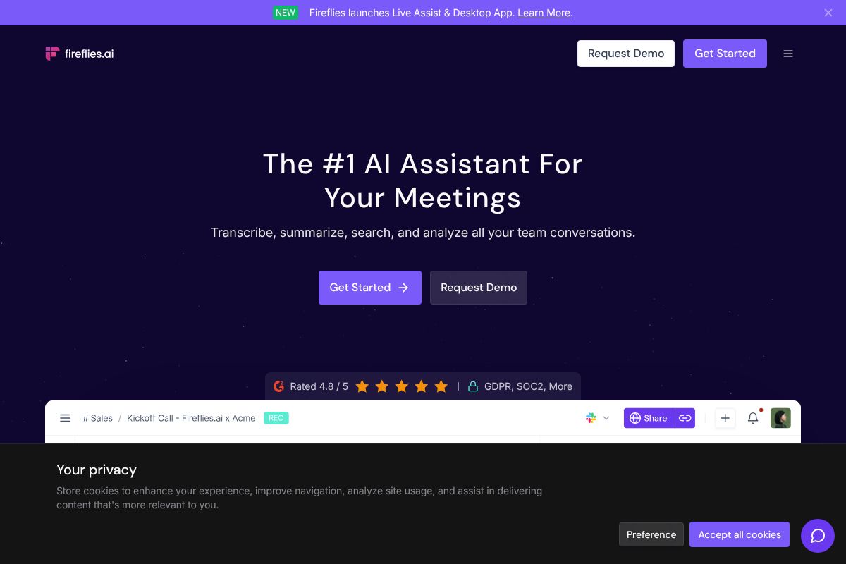 Fireflies.ai dashboard screenshot