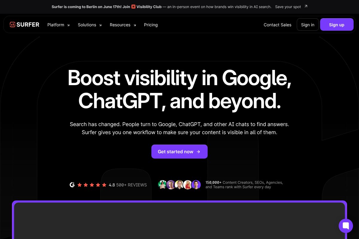 Best AI for Content Writing in 2026: Top Tools Compared Surfer SEO dashboard screenshot
