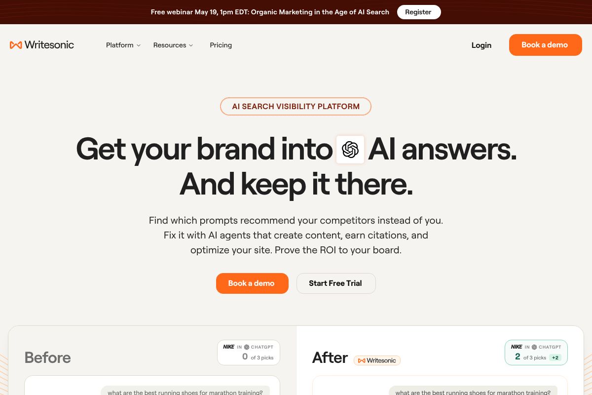 Free Alternatives to Jasper AI Art in 2026 Writesonic dashboard screenshot