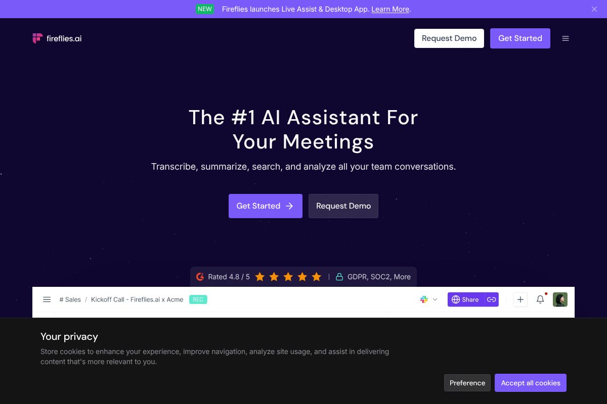 Fireflies.ai dashboard screenshot